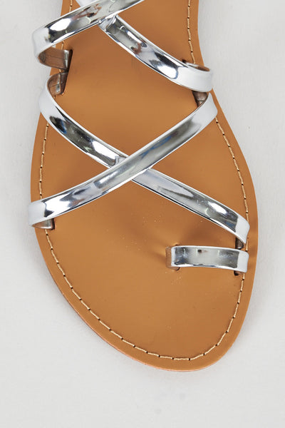 Silver Slip On Toe Post Sandal