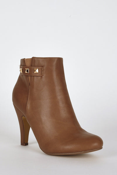 Side Studs Detail Ankle High Heel Boots