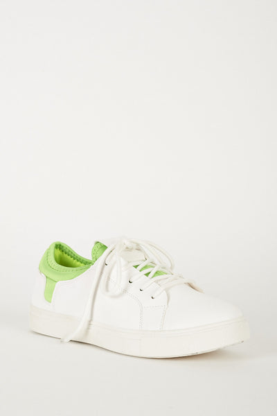 Trendy White And Green Trainers