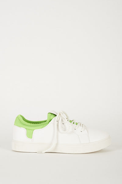 Trendy White And Green Trainers