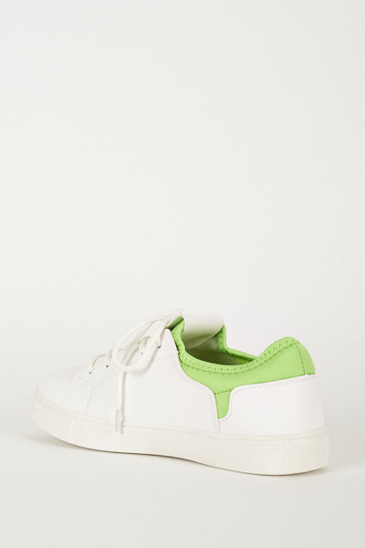 Trendy White And Green Trainers