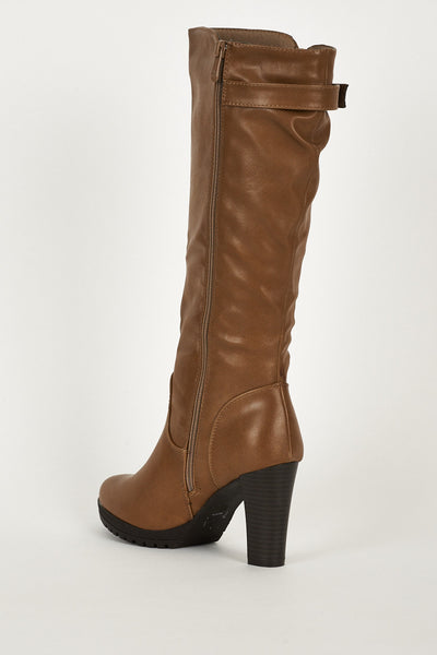 Long Boots With Single Strap And Buckle Details