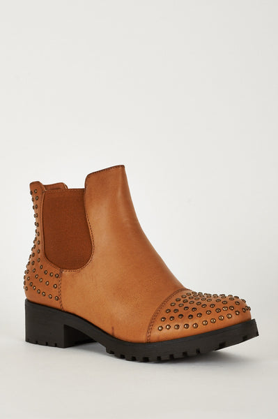 Studded Chelsea Boots In Brown