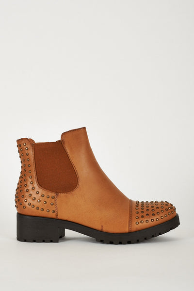 Studded Chelsea Boots In Brown