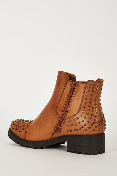 Studded Chelsea Boots In Brown