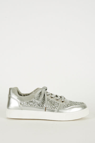 Silver Glitter Trainers