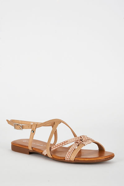 Beige Criss Cross Caged Sandal