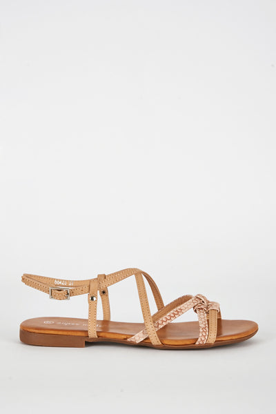 Beige Criss Cross Caged Sandal