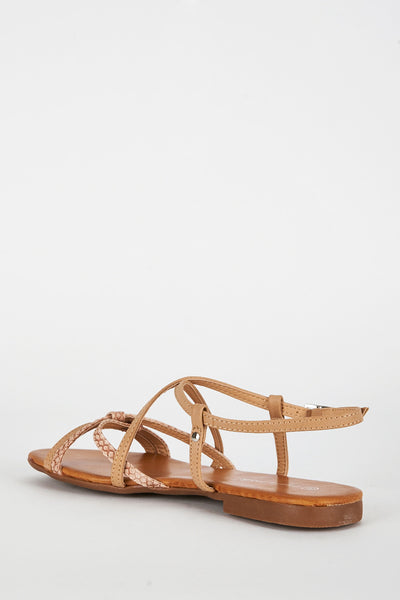 Beige Criss Cross Caged Sandal