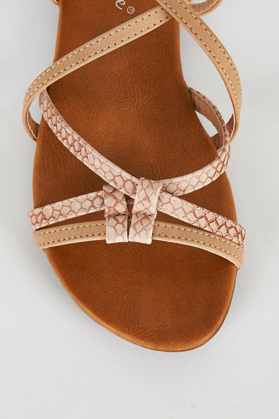 Beige Criss Cross Caged Sandal