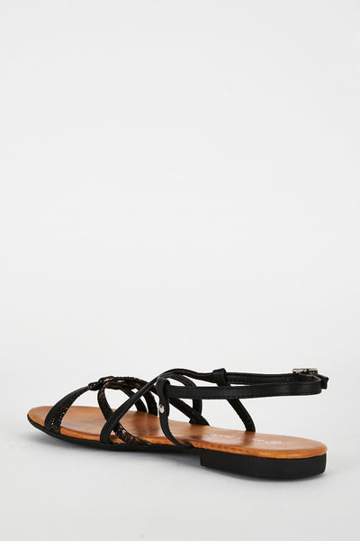 Black Criss Cross Caged Sandal