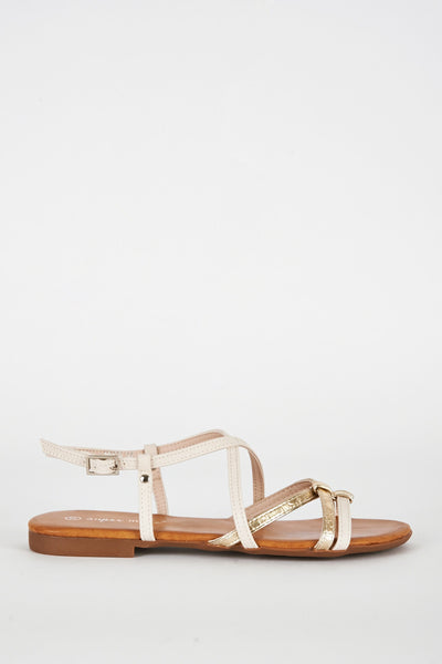 White Criss Cross Caged Sandal