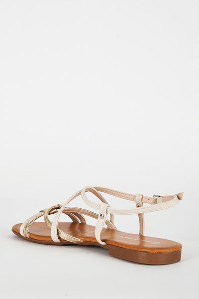 White Criss Cross Caged Sandal