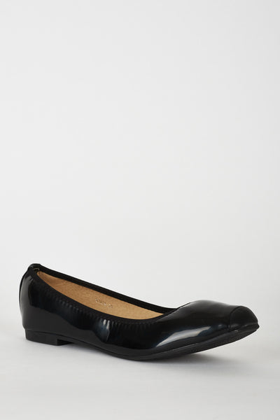 Black Patent Square Toe Comfy Pumps