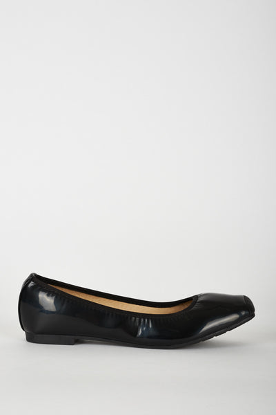 Black Patent Square Toe Comfy Pumps