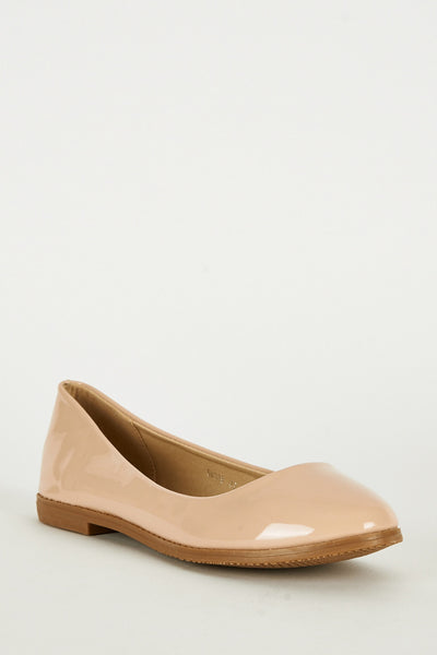 Light Beige Patent Pumps