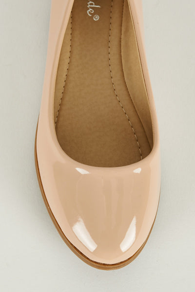 Light Beige Patent Pumps