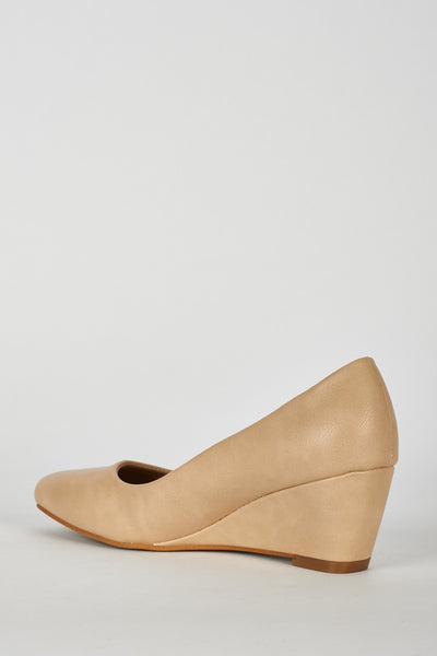 Beige Faux Leather Wedge Shoe