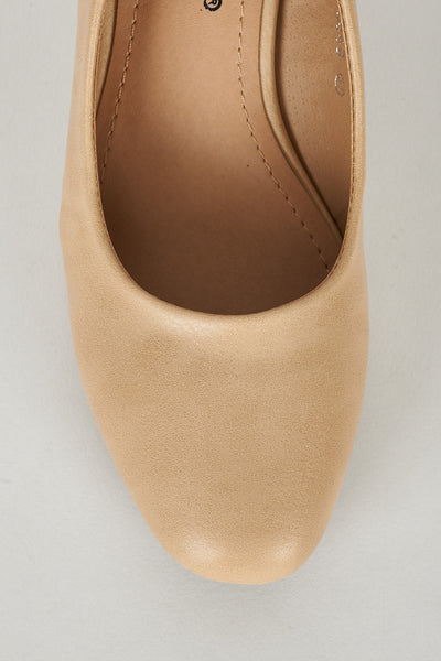 Beige Faux Leather Wedge Shoe