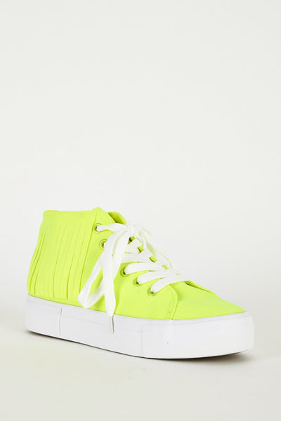 Fluorescent Yellow Fringe High Top Trainer