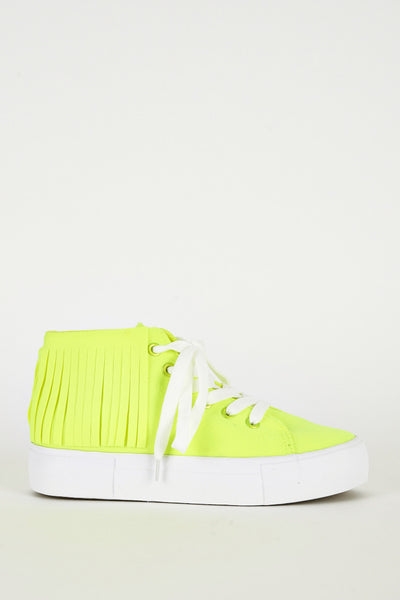 Fluorescent Yellow Fringe High Top Trainer