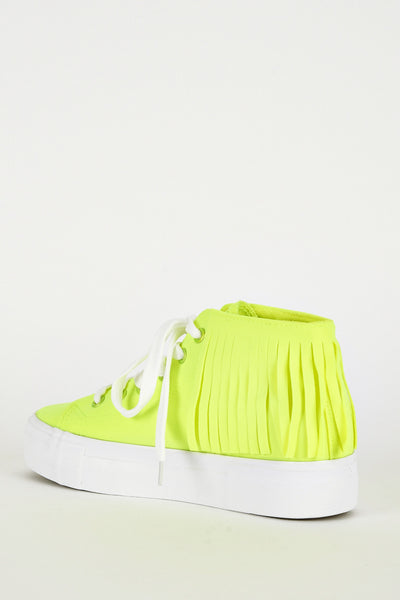 Fluorescent Yellow Fringe High Top Trainer