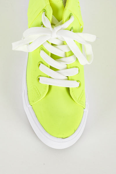 Fluorescent Yellow Fringe High Top Trainer