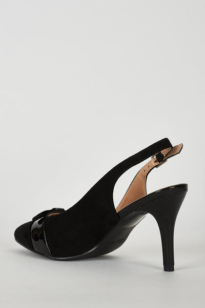 Black Faux Suede and Patent Sling Back Shoe