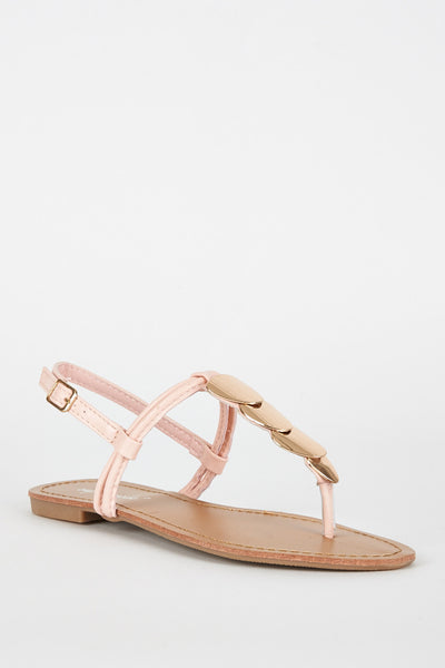 Pink T Bar Embellished Sandal