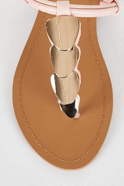 Pink T Bar Embellished Sandal