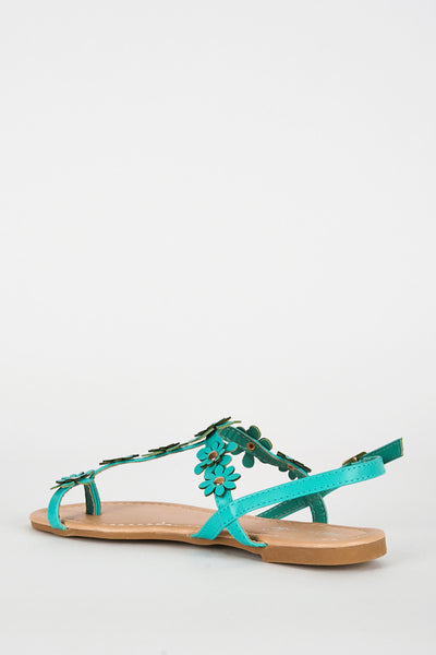 Green Flower Detail Toe Post Sandal