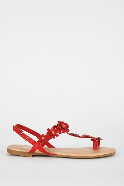 Red Flower Detail Toe Post Sandal