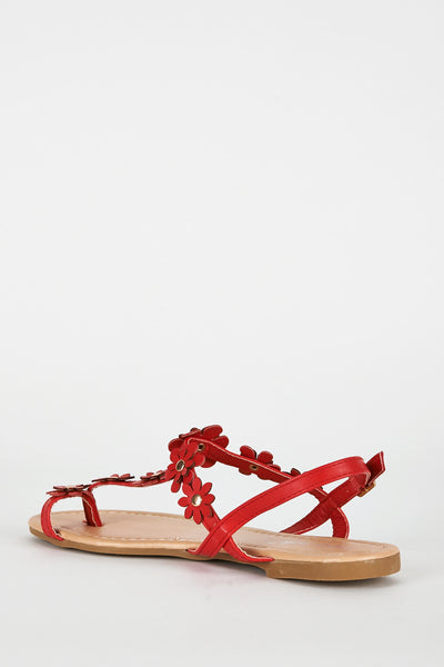 Red Flower Detail Toe Post Sandal