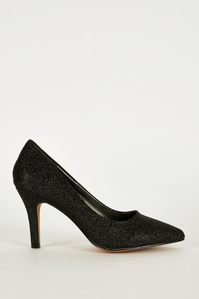 Black Sparkly Stiletto Court Shoe