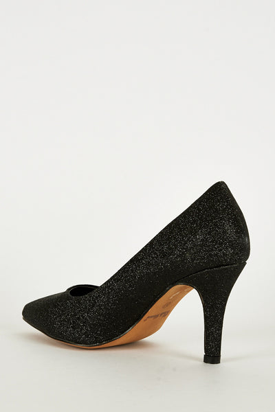 Black Sparkly Stiletto Court Shoe