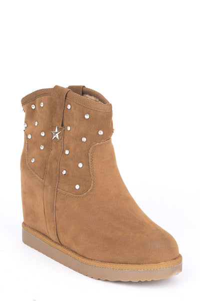 Diamante Studded Hidden Wedge Ankle Boots