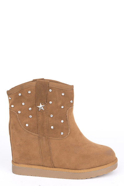 Diamante Studded Hidden Wedge Ankle Boots