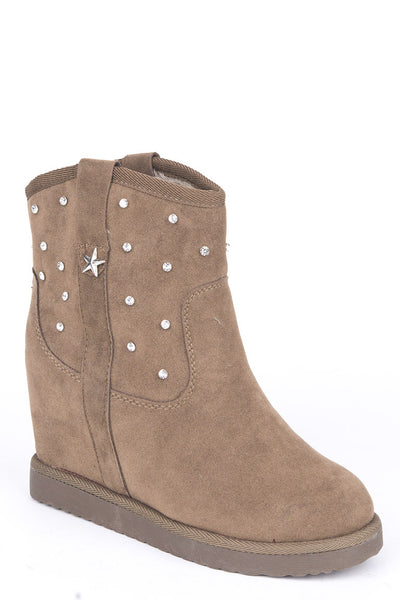 Diamante Studded Hidden Wedge Ankle Boots