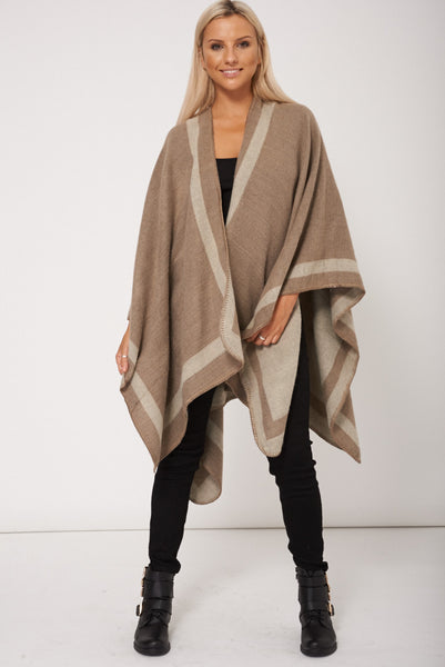 Reversible Mocha and Beige Poncho