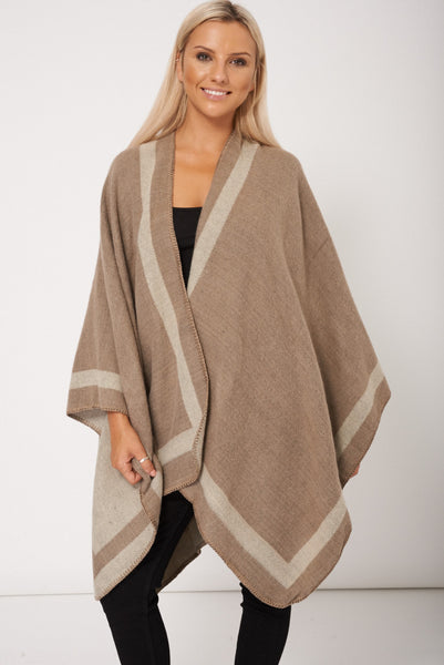 Reversible Mocha and Beige Poncho