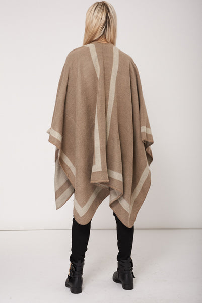 Reversible Mocha and Beige Poncho