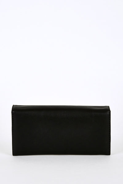 Diamante Detail Clasp Purse In Black