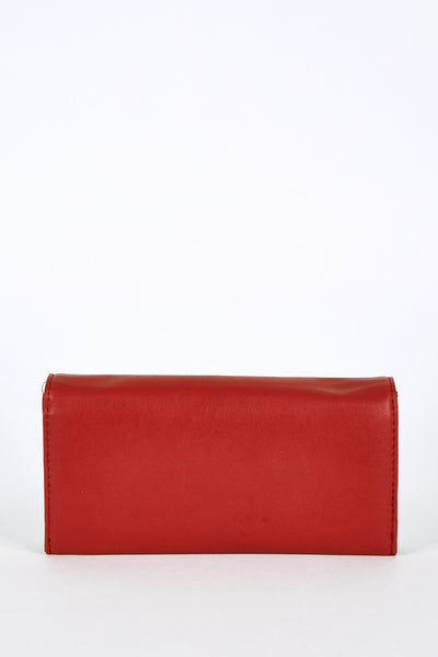 Diamante Detail Clasp Purse In Red