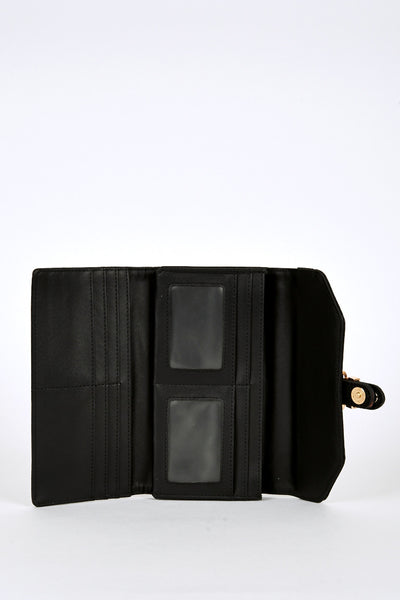 Textured Buckle Detail Purse In Black