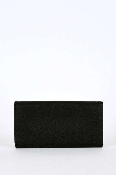 Textured Buckle Detail Purse In Black