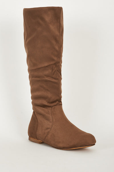 Low Heels Brown Casual Boots