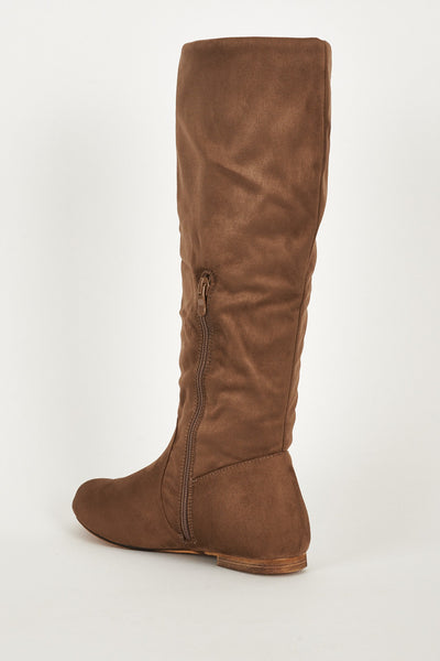 Low Heels Brown Casual Boots