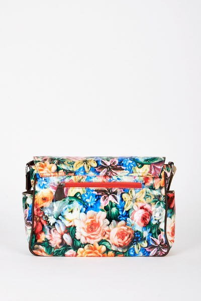 Red Floral Print Satchel Bag