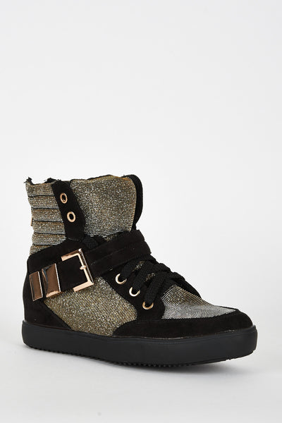 Gold And Silver Glitter High Top Trainer