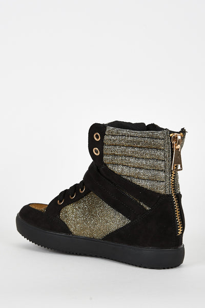 Gold And Silver Glitter High Top Trainer